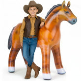 ArtCreativity brown inflatable horse 38in as western party centerpiece