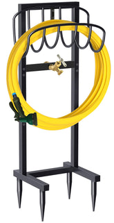 Artigarden hose holder with brass faucet for easy outdoor watering access.