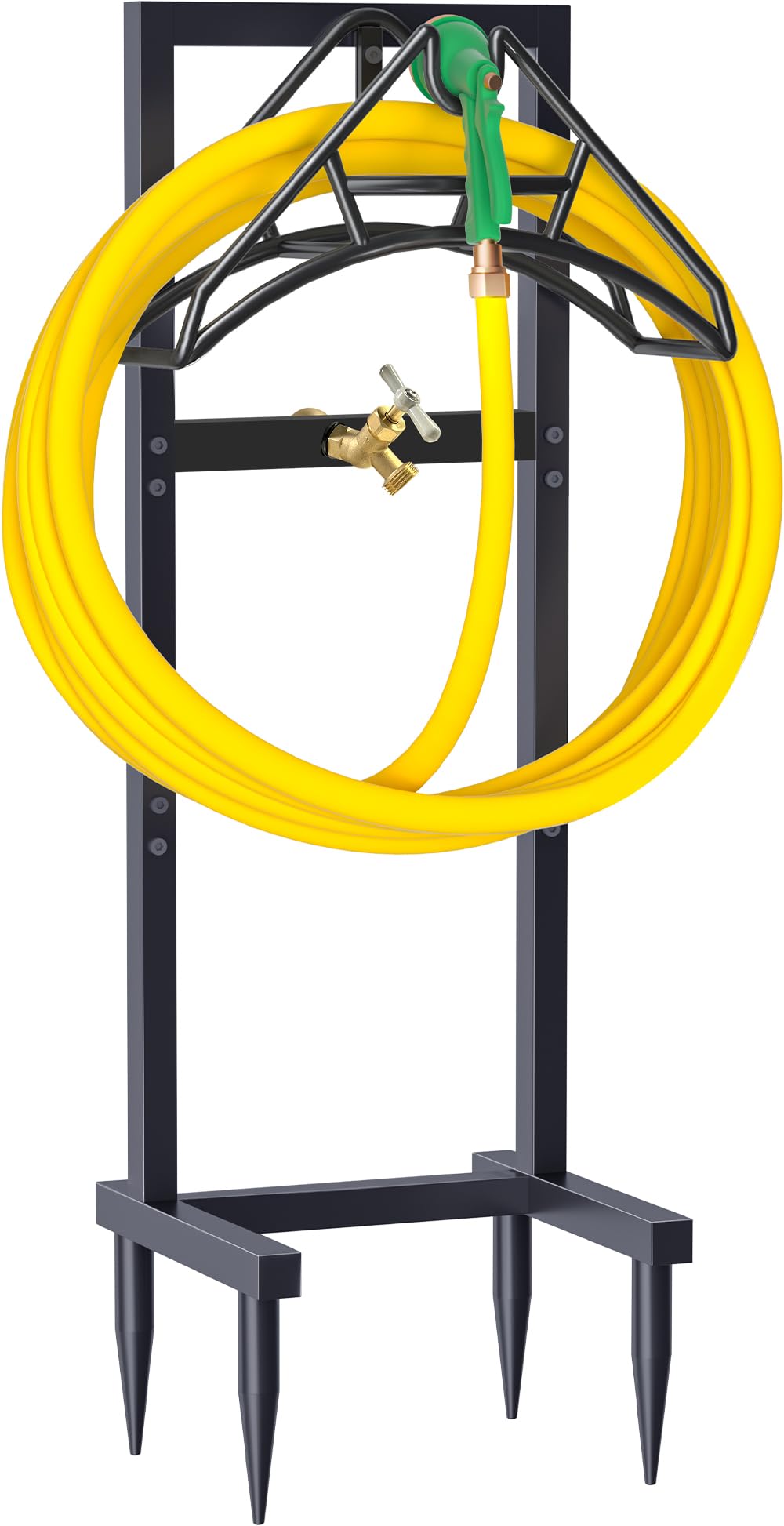 Artigarden hose holder with four spikes for stable outdoor storage.