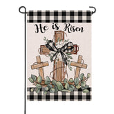 Artofy Christian Easter cross burlap flag for durable outdoor display.