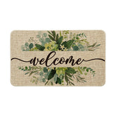 Artoid Mode eucalyptus floral leaves doormat welcomes guests with spring-inspired charm