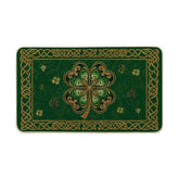 Artoid Mode doormat with green cloisonne clover for indoor outdoor use that welcomes guests