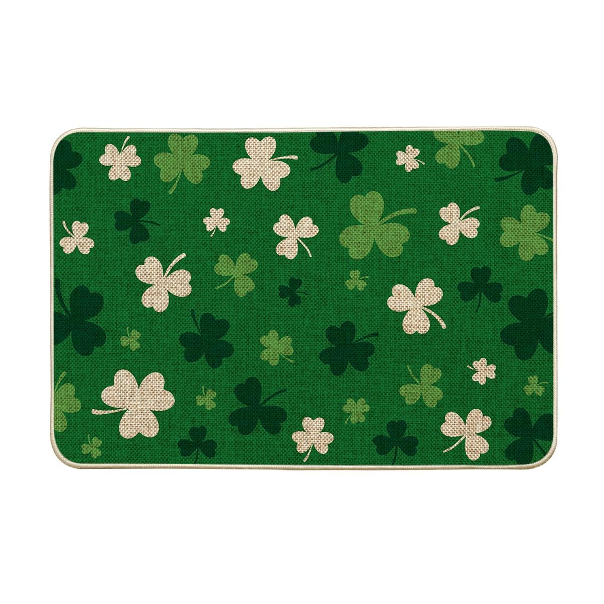 Artoid Mode green shamrock doormat front view welcomes guests outside