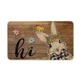 Artoid Mode Rabbit Bunny Flowers Doormat front view adds seasonal charm to your entryway