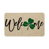 Artoid Mode Shamrock Welcome Doormat front view helps welcome guests and reduce dirt at entryways.