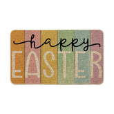 Artoid Mode Stripes Happy Easter Doormat with a stripe pattern welcomes guests.