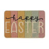 Artoid Mode Stripes Happy Easter doormat front view adds welcoming spring charm.