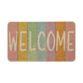 Artoid Mode stripes welcome Easter doormat, 17x29 inches, ideal for indoor or outdoor entryways.