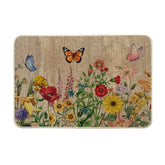 Artoid Mode Wood Flowers Butterfly Spring doormat with butterfly motif for indoor outdoor entrances.