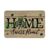 Artoid Mode wood shamrock doormat with home sweet home motif for welcoming entryways