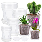 Artuxer clear nursery pot 4 inch with saucer for seedling monitoring