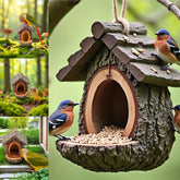 ASDFB Vintage Treehouse Bird Feeder with open platform for easy bird access.