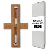 Asidius red cedar sauna timer front view, durable rotating design for precise 15-minute timing.