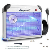 Aspectek 20W bug zapper front view with dual UV bulbs for indoor use.
