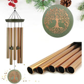 ASTARIN wind chimes with Tree of Life engraving on green windcatcher for garden ambience