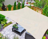AsterOutdoor sun shade rectangle 10x10 cream over a patio offering cooling shade.