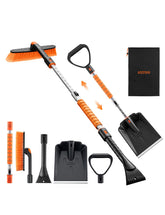 AstroAI 2-in-1 ice-scraper and snow-shovel kit orange, ready for windshield clearing.