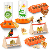ATHCOHT chick feeder and waterer assembly keeps chicks fed and hydrated safely.