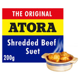 The Atora Shredded Beef Suet 200g pack-2 front view supports easy pastry preparation