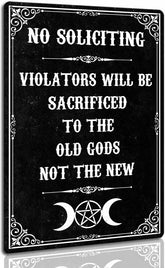 AUCIO No Soliciting Sign outdoors with Halloween style for curb appeal.