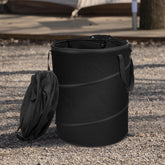 Audoyon 24-gallon collapsible trash can with gloves, ideal for easy yard cleanup.