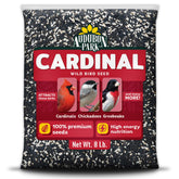 Audubon Park cardinal seed bag attracts cardinals at feeders.
