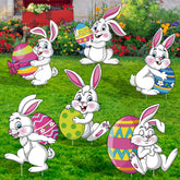 Augisteen Easter yard sign featuring bunny-egg pattern boosts curb appeal.