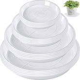 Augshy 4-inch clear plant saucer close-up highlighting durable edge protection for indoor pots