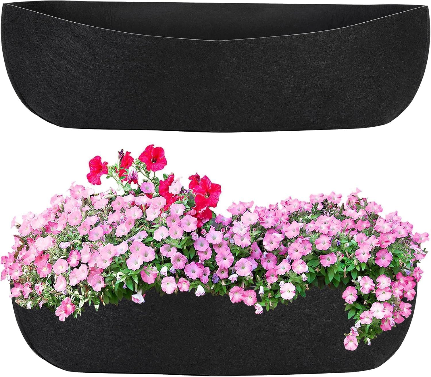 Augshy 30-inch window box liner in black felt, durable and decorative.