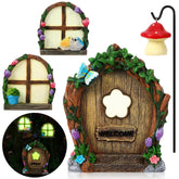 Augshy fairy door outdoor-tree showing glow for garden whimsy