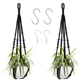 Augshy macrame hanging planter 2-pack main view showing indoor and outdoor versatility