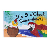 Auhafaly It's Five O'Clock Somewhere Parrot flag with vivid colors for outdoor parties