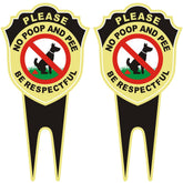 Aukstimes two-pack no dog poop signs front view enhances yard clarity and curb appeal.