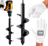 Auntr auger drill bit with gloves ready for fast planting.