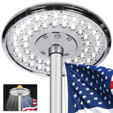 Aurolit Auro 4 silver flagpole light topper illuminates flags at night with aurora-like glow