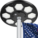 Aurolit 160-LED flagpole light with aurora glow for yards.