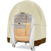 Aurragiy patio egg chair cover front view protects double wicker chair from rain.