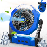 Ausic misting fan 8-inch front view delivers portable cooling on hot days