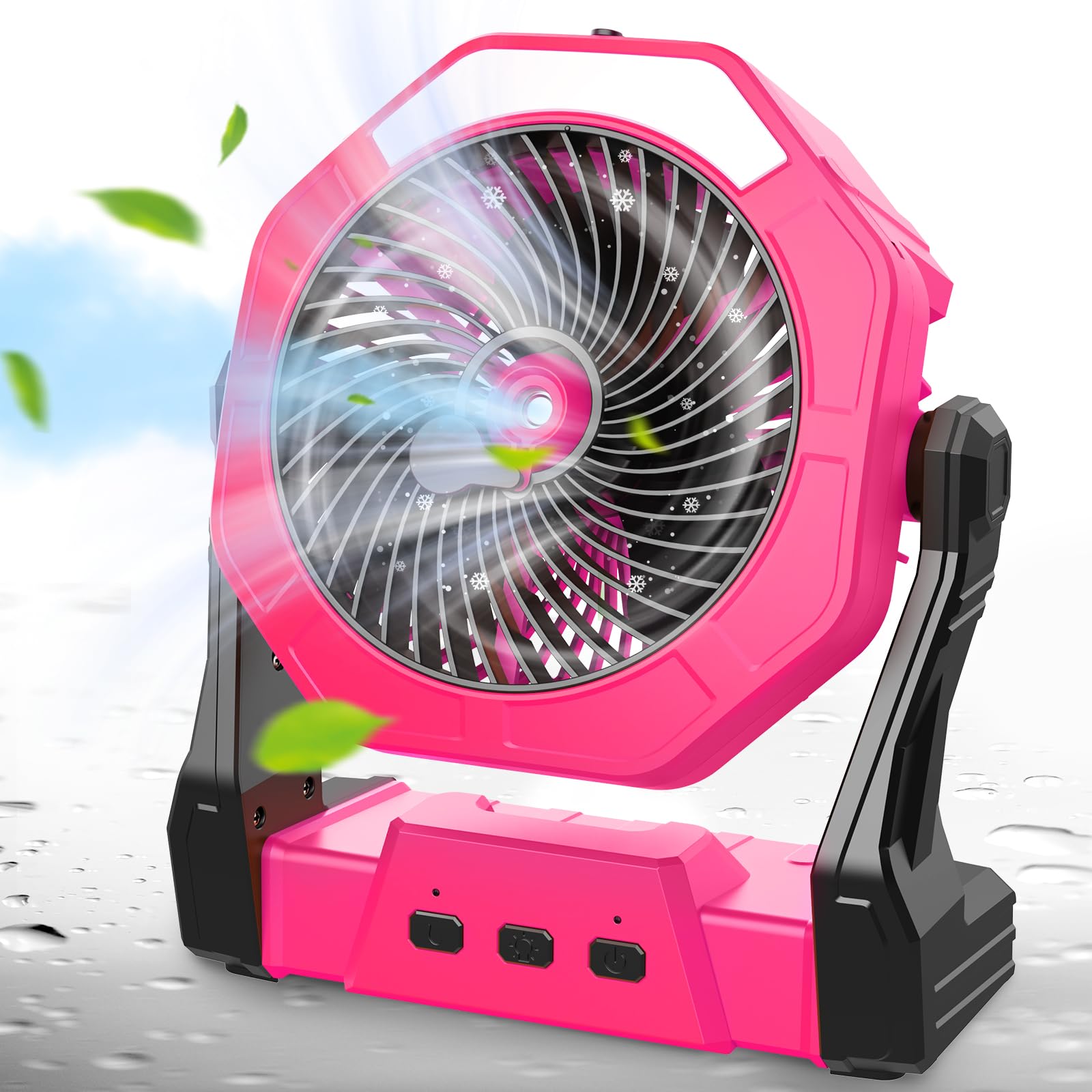Ausic misting fan with water tank cooling outdoors