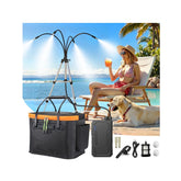 Ausic portable misting system on a stand cools an outdoor space efficiently