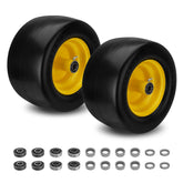Autobaba 11x6 flat-free tire assembly, front view for stable zero-turn mowing.