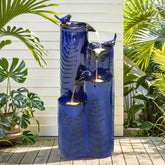 Autodaya 32-inch ceramic outdoor fountain full view enhances garden focal point