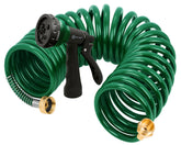 AUTOMAN coil garden hose 25 ft - lightweight EVA design for easy watering.