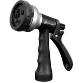 AUTOMAN garden hose nozzle showing seven patterns for versatile watering tasks