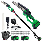 Autubin 2in1 pole saw with extended pole reaches higher branches for pruning.