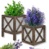 Autumn Alley farmhouse planters set of 2 on a stand for porch decor