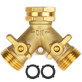 AuySier garden hose splitter 2-way heavy duty brass enables simultaneous watering without leaks