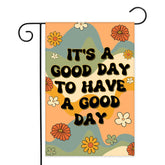 Avezano Groovy Floral Flag front view with bright daisies, ideal for vibrant garden decor