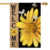 AVOIN colorlife Bee Sunflower Welcome Flag front view enhances curb appeal