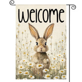AVOIN colorlife bunny rabbit Easter flag on porch, double-sided outdoor welcome